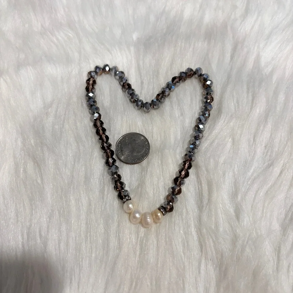 Pearl Beaded Choker Necklace Crystal‎ Glass Coquette Ballet Feminine Boho 20663